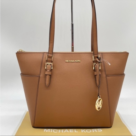 Michael Kors Large Charlotte Tote Bag Luggage - Picture 2 of 8